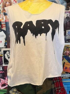 Unbranded Kids White Sleeveless 'BABY' Graphic Tank Top